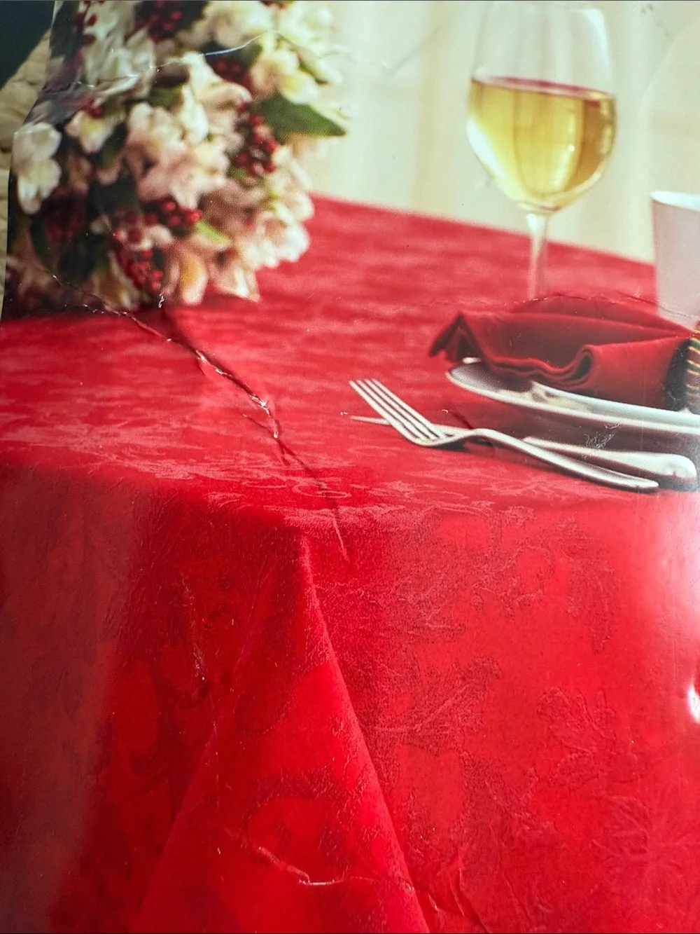 Bundle Red Holiday Tablecloth & 3 Napkin Sets - Pack of 4